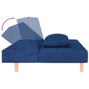 CANAPE CONVERTIBLE BAU Canapé-lit à 2 places avec deux oreillers bleu