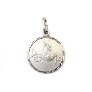 Pendentif Capricorne En Argent Sterling 925 Avec Zirconium Cubique - Chaîne 18", Neuf Avec Étiquettes