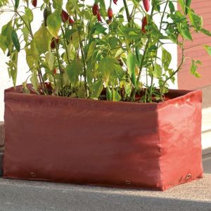 CARRÉ POTAGER - TABLE Tenax Vegetable Grow 25x25x50 cm Rouge, 2 Boîtes à Culture pour Petit Potager sur Le Balcon, Sacs Colorés pour Herbes Aromatique79