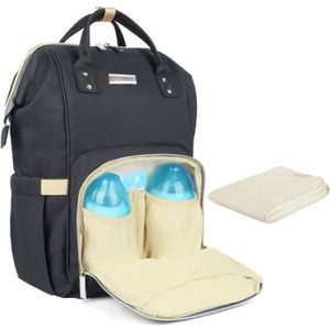 SAC À LANGER Sac à Dos à Langer Bébé Imperméable en Oxford Grande capacité 55L avec matelas à langer Poignées Unisex Voyage Noir