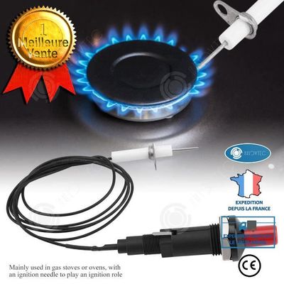 DEWIN Ensemble D'allumage à étincelle Piézo-électrique 1 Sur 2 Allumeur à Bouton-Poussoir Pour Barbecue Avec Câble De 1 M Pour Cuisinière/Four à Gaz