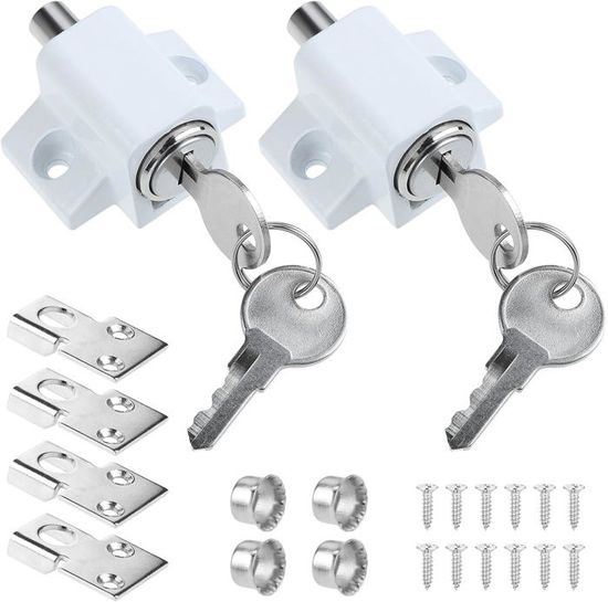 Lot De 2 Verrous De Sécurité à Double Ouverture, Pour Porte En Verre De 0,2 à 0,31 Cm, Clé