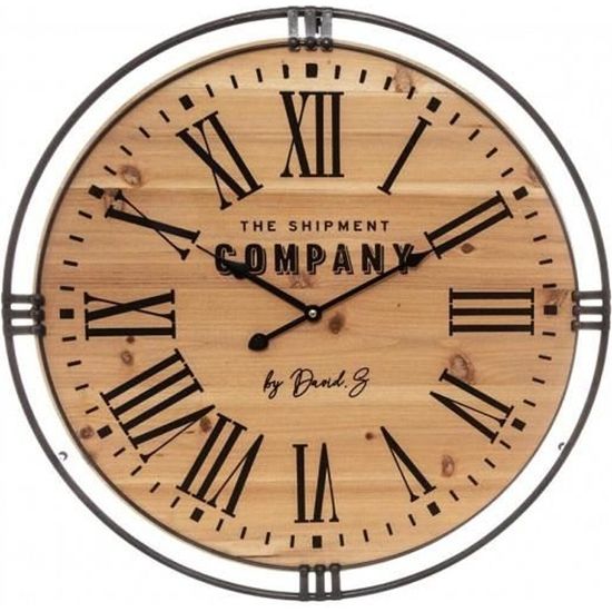 Horloge "Colonial" métal & bois D58 cm Atmosphera
