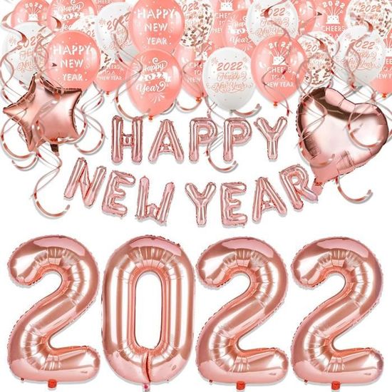 Decoration Nouvel An 2022, Deco Fete Nouvelle Année, 2022 Ballon , Happy  New Year Bannière, Ballons Noir Et Or, Accessoi[K1738] - Cdiscount Maison