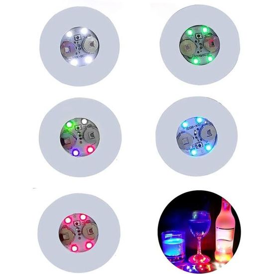 Dessous De Verre LED Colorés - Lot De 1 à 200 Pièces - Décoration Bar, Fête