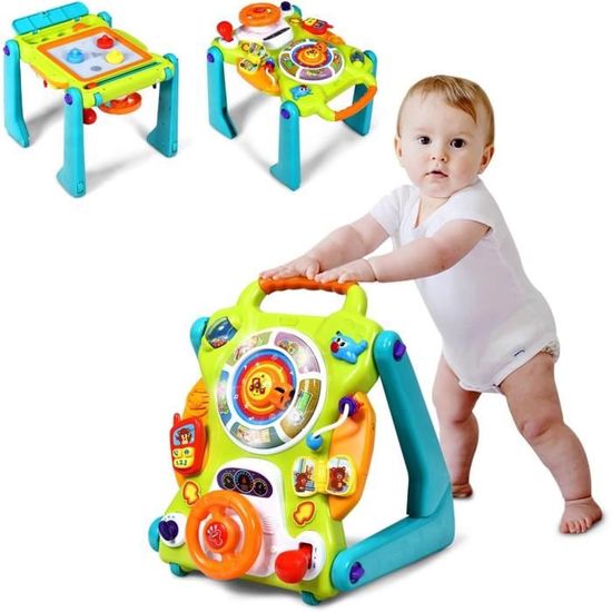 Trotteur Bébé 6 En 1 Avion - 3 Hauteurs Réglables - Pliable - Avec Boîte à Musique - 6-18 Mois