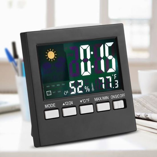 Horloge Numérique Thermo-hygromètre SPORTARC - Réveil LED Avec Température Et Humidité - Blanc