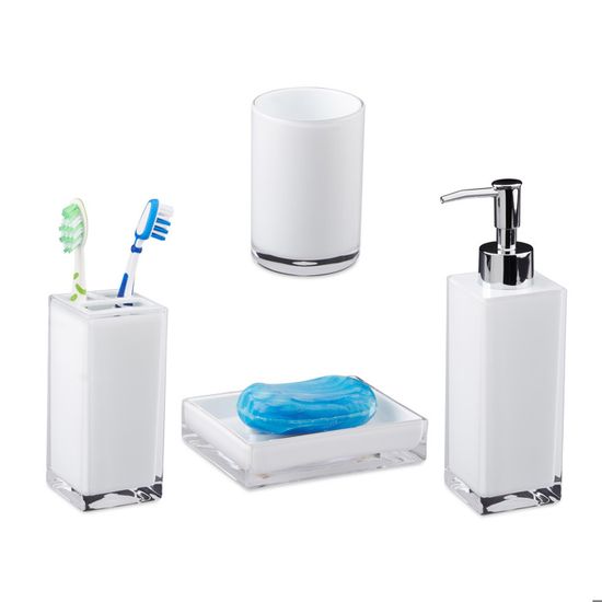 Lot De 6 Accessoires Salle De Bains MSV Hannah - Noir Mat - Poubelle, Brosse WC, Distributeur Savon, Porte-brosse à Dents, Gobelet, Porte-savon