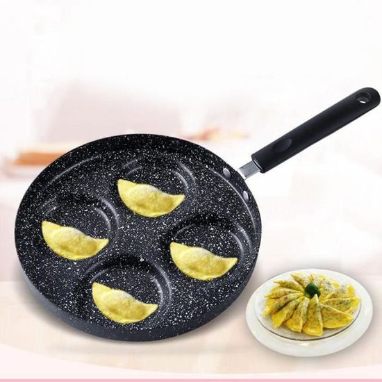 Poêle à 4 Trous – Revêtement Antiadhésif En Pierre Maifan – Pour œufs, Burgers, Crêpes – Compatible Induction, Gaz, Céramique