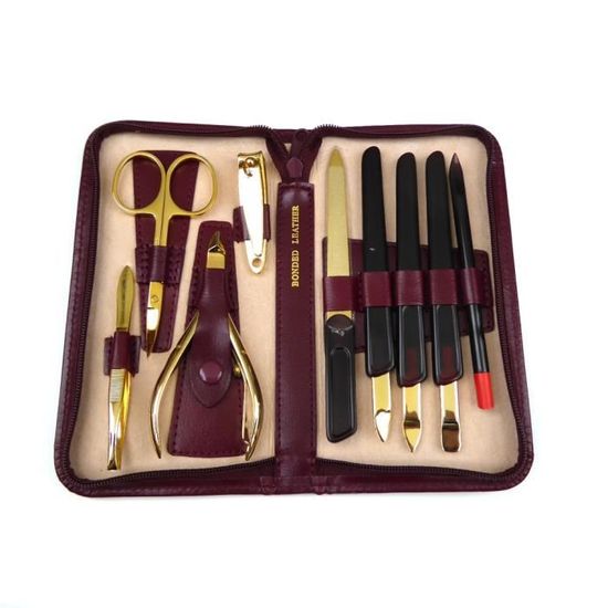 Trousse De Manucure Vintage Rouge - Complète (Polissoir, Lime, Ciseaux) - Dimensions 8.5x16 Cm - Occasion
