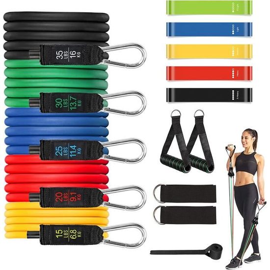Lot De 11 élastiques De Musculation TheFitLife – Résistance 110 Lbs (Occasion)