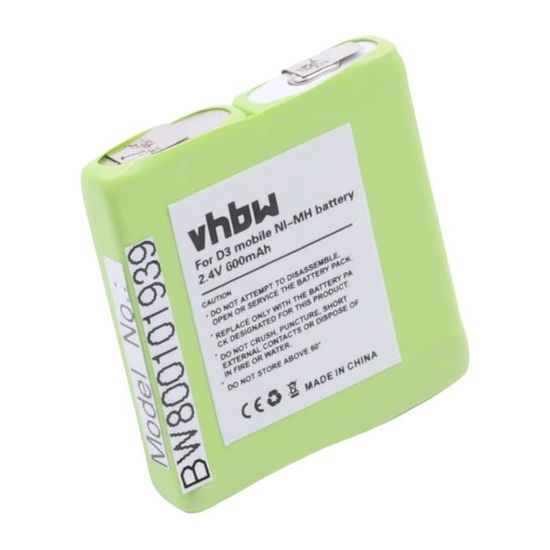 Lot De 2 Batteries NiMH 3.6V 600mAh Pour Téléphone Fixe Telecom Italia Gipsy - Compatible