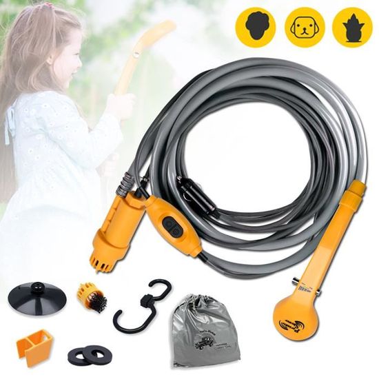 Kit de douche de camping, pompe alimentée avec chargeur de voiture 12 V pour l'extérieur, arrosage des plantes de jardin, camping, voiture et animal domestique Kit de douche de camping, pompe alimentée avec chargeur de voiture 12 V pour l'extérieur, arrosage des plantes de jardin, camping, voiture et animal domestique