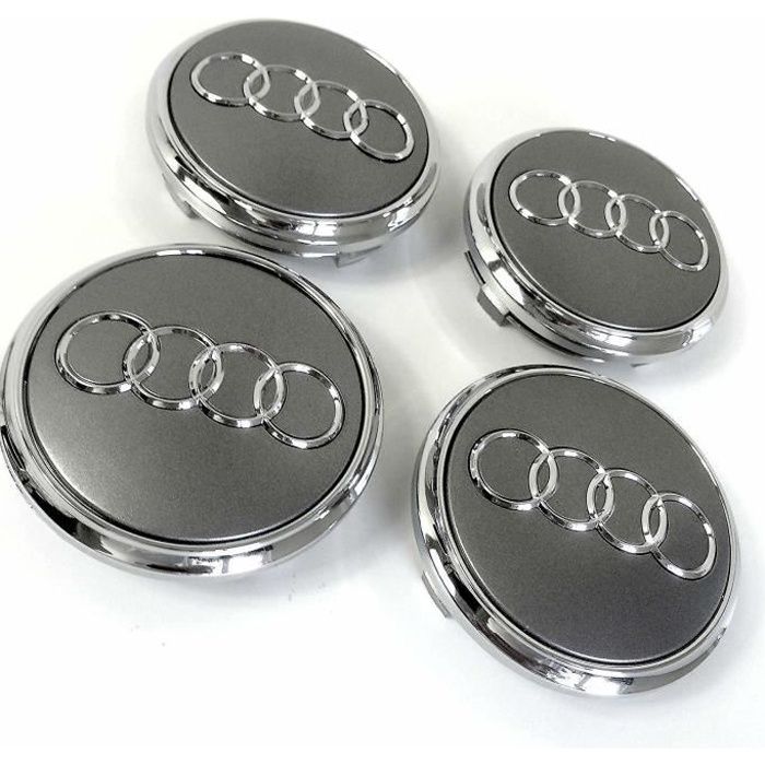 4x Logo Jante Audi Argent 69 mm Cache Moyeu Centre De Roue Emblème 4L0601170