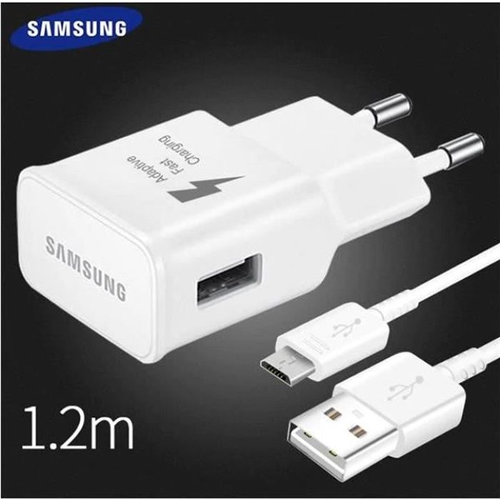 Chargeur rapide d'origine blanc pour Samsung