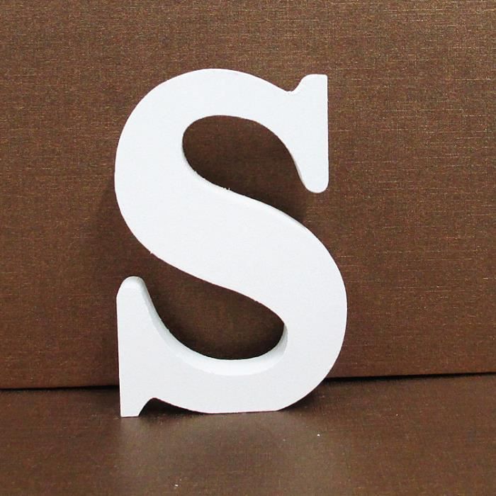 Lettre décorative Lettres En Bois Blanc Alphabet De Mariage Fête D'anniversaire Décorations À La Maison S YZW*54