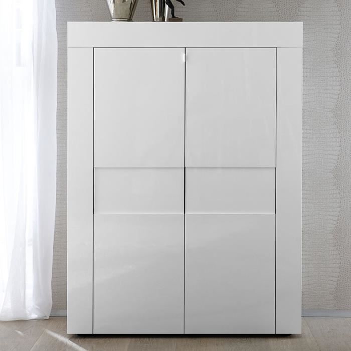 Buffet haut design blanc laqué TUNIS