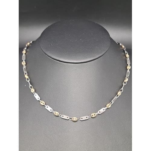 Chaîne en mailles alternées et graine de café couleur or en argent 925/1000 Made In Italy - 50 cm