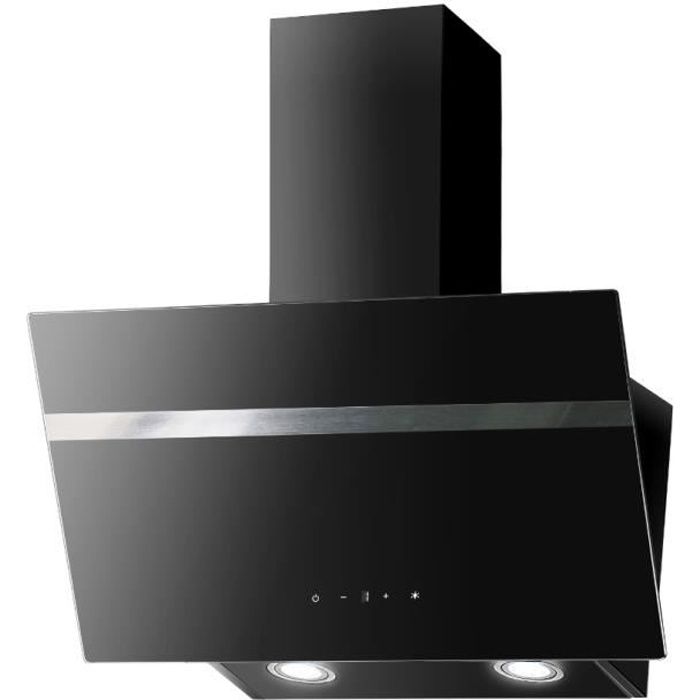 Hotte aspirante PKM S20-90ABTY noir avec extraction des bords / hotte 90cm / hotte inclinée / LED / verre / acier inoxydable