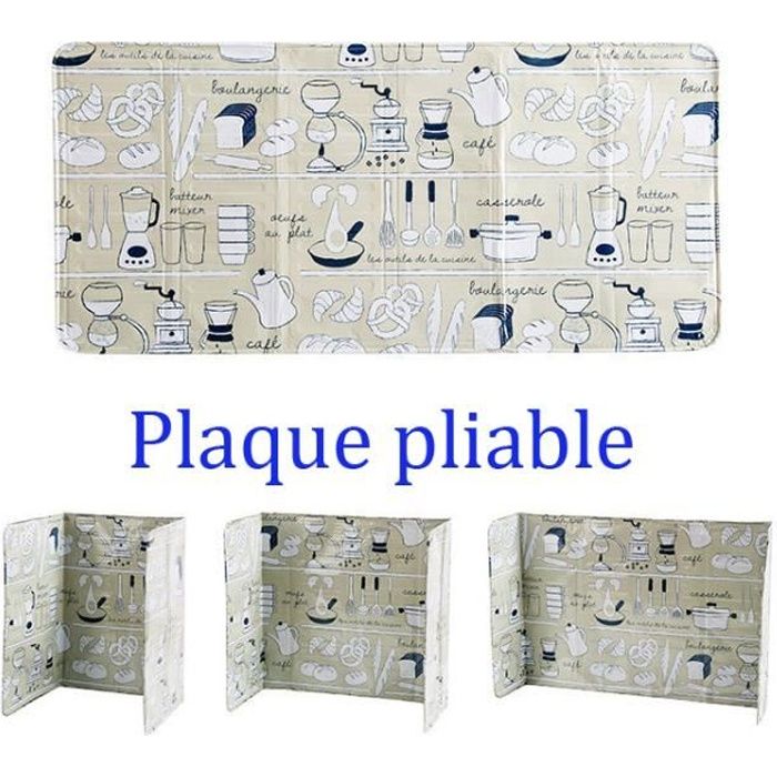 Lot de 2 Plaque Anti-Projections de Cuisson en Aluminium Écran Huile Garde Anti Huile Imprimé 83*38cm