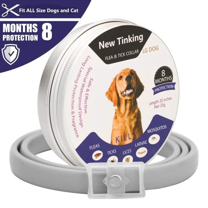LAOYE Colliers Anti Puces pour Chiens Collier Anti Tiques Antiparasitaire Anti-puces pour Chien Collier Anti Tique et Puce Nature