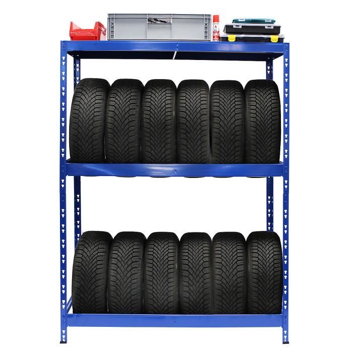 Étagère de rangement pour pneus | HxLxP 180 x 130 x 50 cm | Jusqu'à 12 pneus | Avec tablettes | Rangement pour entrepôt - Garage