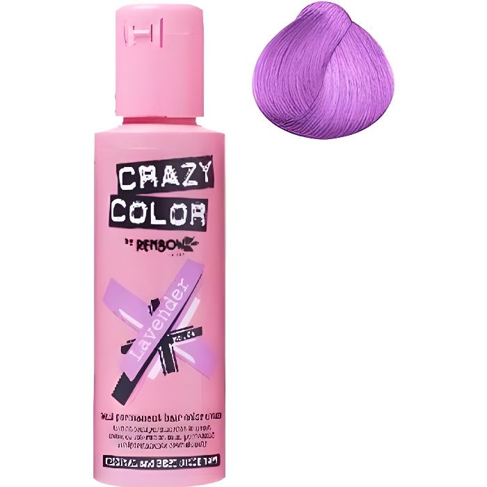 Coloration cheveux semi-permanente CRAZY COLORLAVENDER = LavandePour un look FUN et des cheveux aux couleurs vives et originales