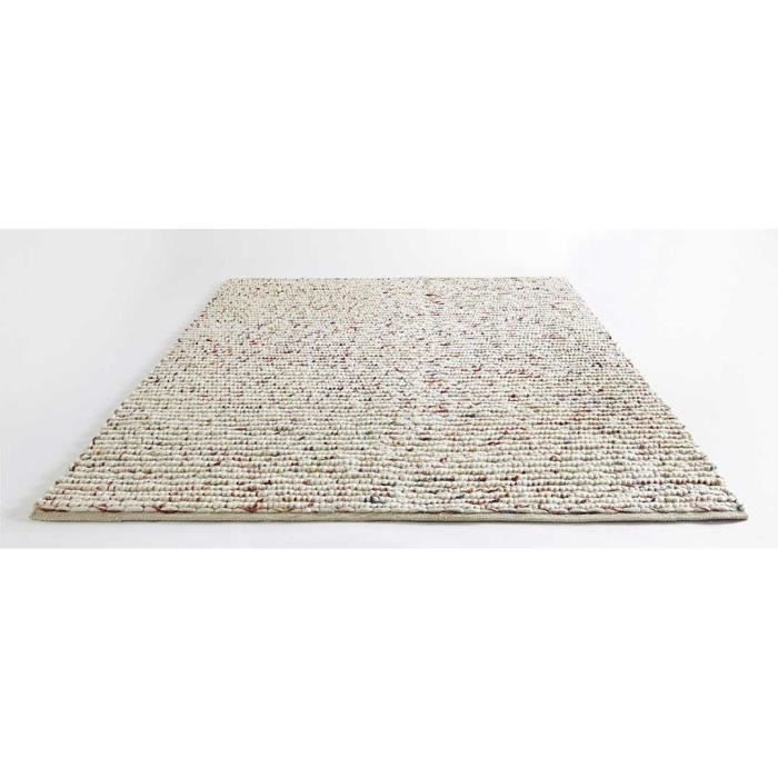 Tapis en Laine Tissé main Ecru 140 x 200 cm