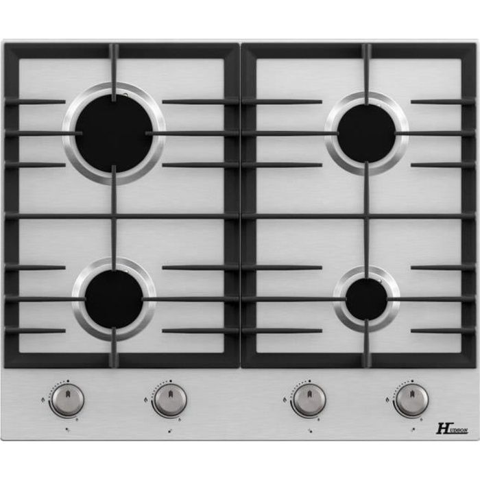 Table de cuisson 4 Foyers Gaz Encastrée 60 cm – Inox – L 58xl 51xH 5cm – Allumage automatique – Sécurité Thermocouple – Poids 9 kg –