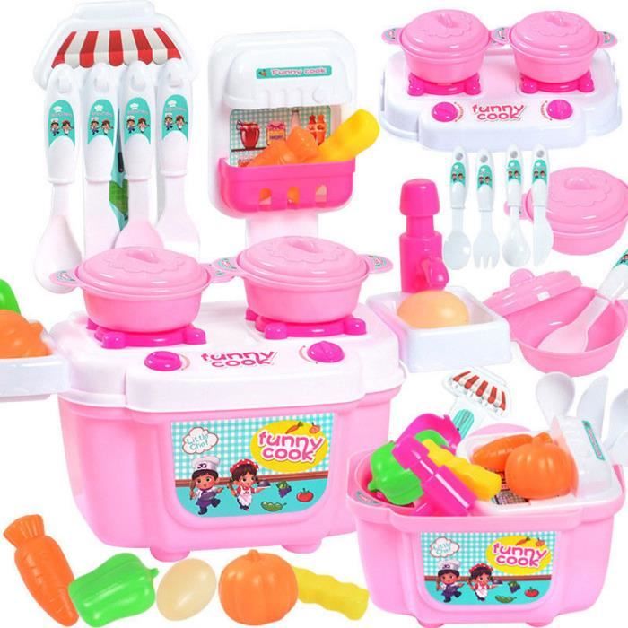 22pcs semblant cuisine jouer les enfants fille jouet jouent le rôle de mini cuisine jouets pour enfant pour simulation # ustensiles