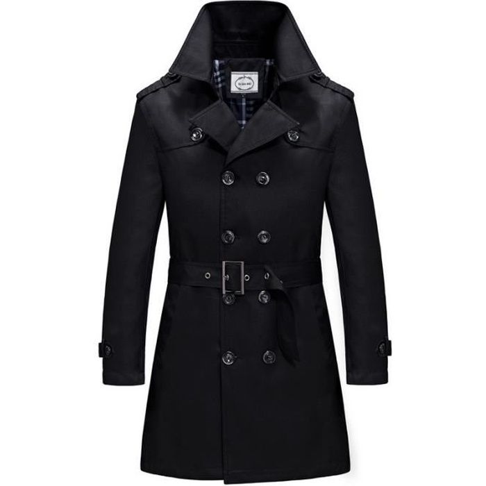 Trench homme long de Marque Trench-coat slim printemps et automne décontracté Grand format XXXL à double boutonnage manteau
