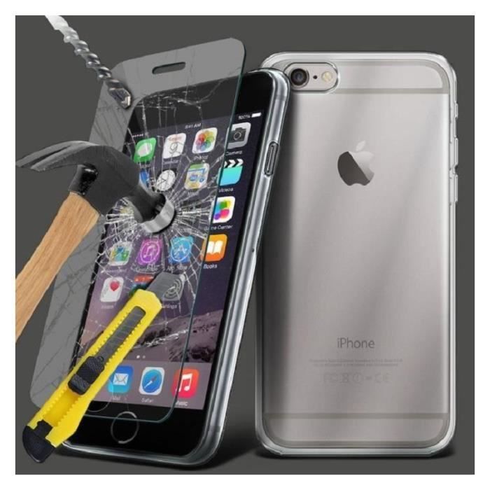 Pack Spécial Coque Silicone Ultra Slim Clair + Film Verre Trempé Iphone 7