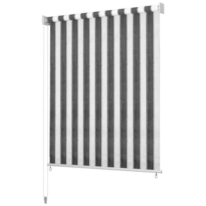 Store roulant d'extérieur 100x140 cm Rayures Anthracite - Blanc