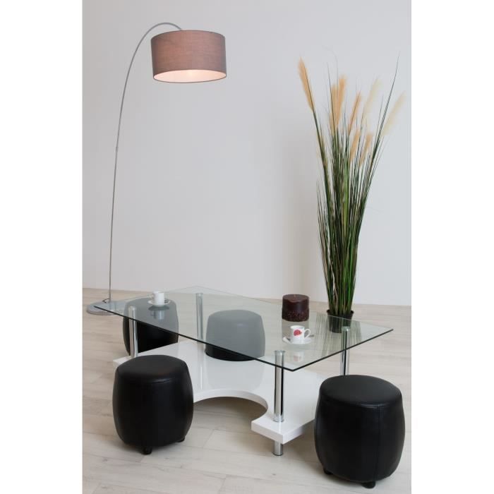 BARREL Table basse 130x70 cm - Laqué blanc brillant