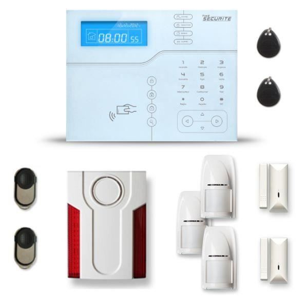 Alarme maison sans fil SHB V2 2 à 3 pièces mouvement + intrusion + sirène extérieure - Avec GSM