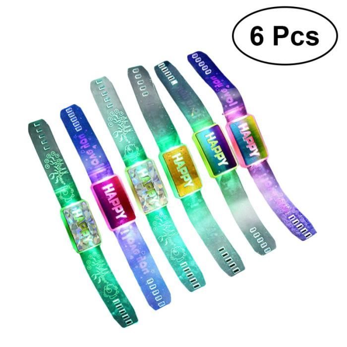 6pcs clignotant bande de poignet joyeux anneau de main lumineux LED bracelet SERRE-TETE PROFESSIONNEL - BANDANA PROFESSIONNEL