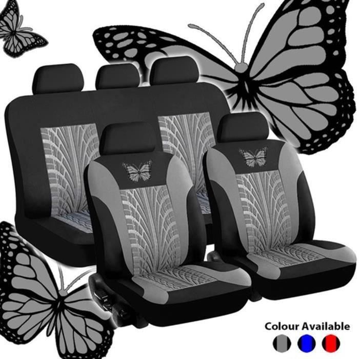 WY14332-Housse Siege Voiture - Ensemble de Housses de Siège Auto Universelle - Couvre Sieges pour Avant et Arrière - Lot de 9 Gr