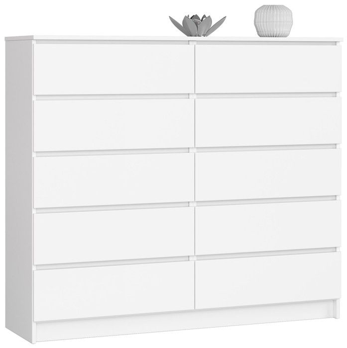 Commode FOREHILL 5 Tiroirs - 80x40x80cm - Blanc - Rangement Chambre