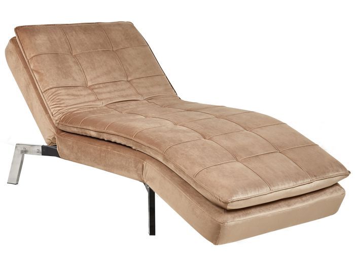 Chaise longue en velours marron clair LOIRET Chaise longue en velours marron clair LOIRET