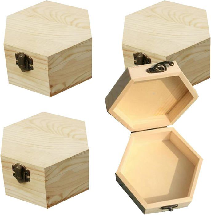 Creative Deco Boîte De Rangement Noël En Bois Brut Avec Fermoir - 40x30x24 Cm - Coffre En Bois Non Peint Pour Cadeaux Et Décoration