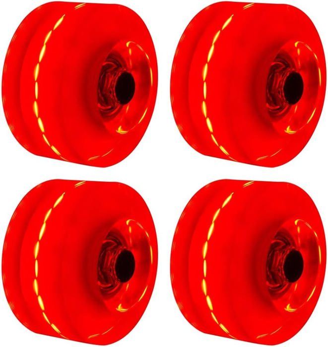 PATIKIL 70mm 78A Longboard Roues avec Rouge ABEC-9 Roulements, 4 Paquet Doux Croiseur Roues Rue Roues pour Skateboards Skateboard Roue PU Noir