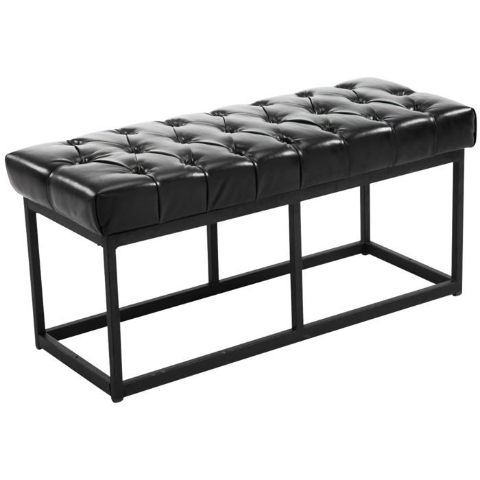 Banquette banc capitonne rembourre 100 cm avec pieds en metal noir PVC noir 10_0003629 Banquette banc capitonne rembourre 100 cm avec pieds en metal noir PVC noir 10_0003629