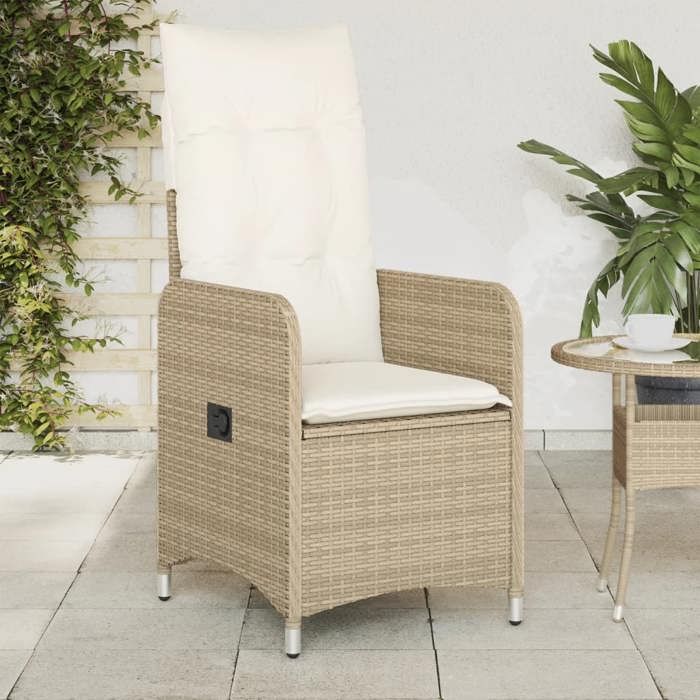 vidaXL Chaise de jardin inclinable avec coussin Résine tressée - vue 2