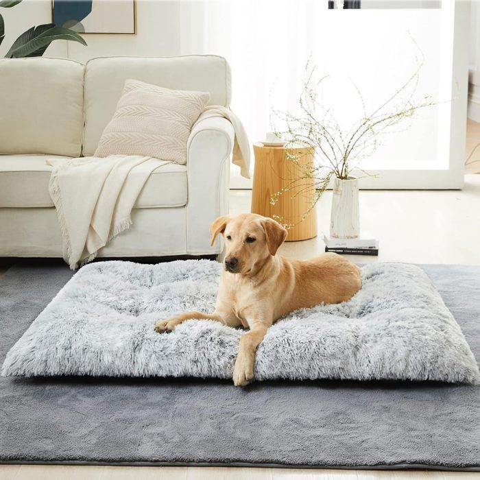 Comparer les prix de Panier pour Chien, Canapé, Lit pour Animaux, 90 x 65 cm, Rembourrage Moelleux, Lavable, Coussin pour Chien, Gris Ombré
