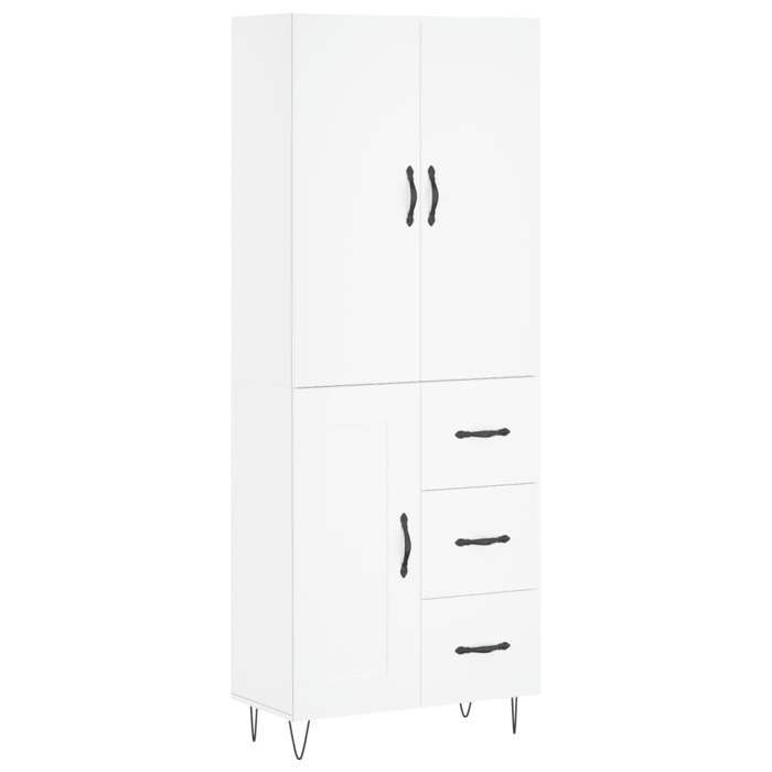 Buffet haut - UU - Meuble sur pied - Blanc - 69 5x34x180 cm - Bois dingénierie C668