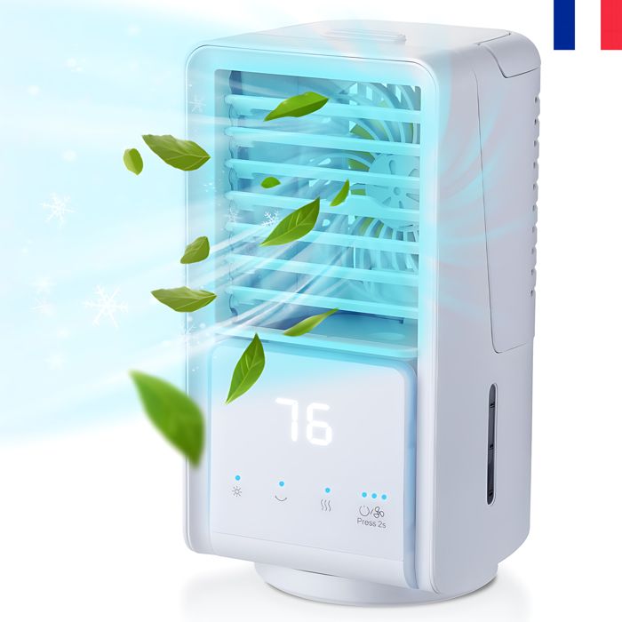 Mini Climatiseur Portable 4 En 1 Silencieux Petit Ventilateur dhumidification Sans fil 4000mAH Rechargeable écran tactile 700ml - Inkbird