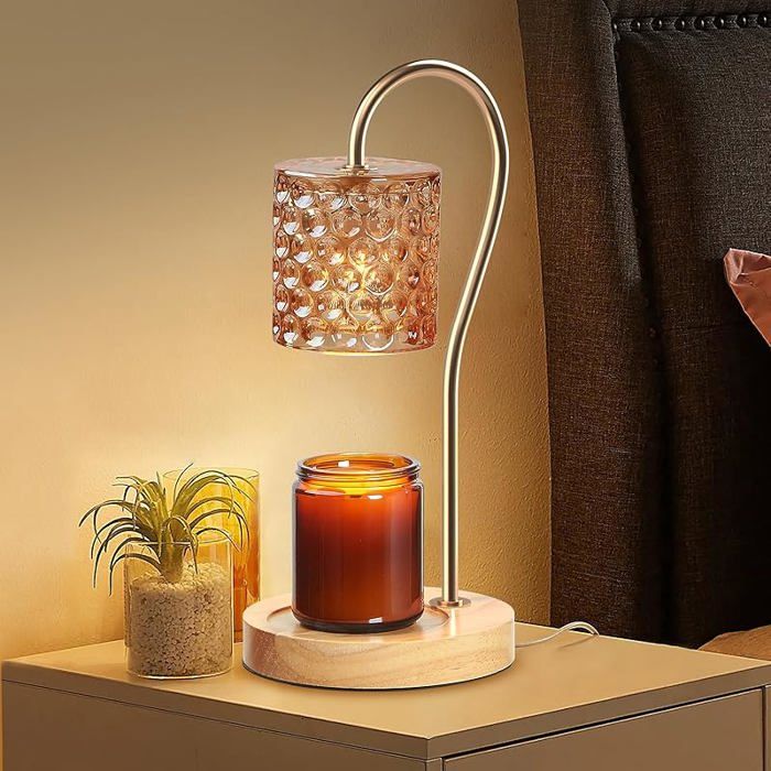Lampe Réchauffante Pour Bougies En Pot - Minuterie 2/4/8h, Variateur 4 Niveaux - Sans Flamme, Sûre - 2 Ampoules Incluses - 4