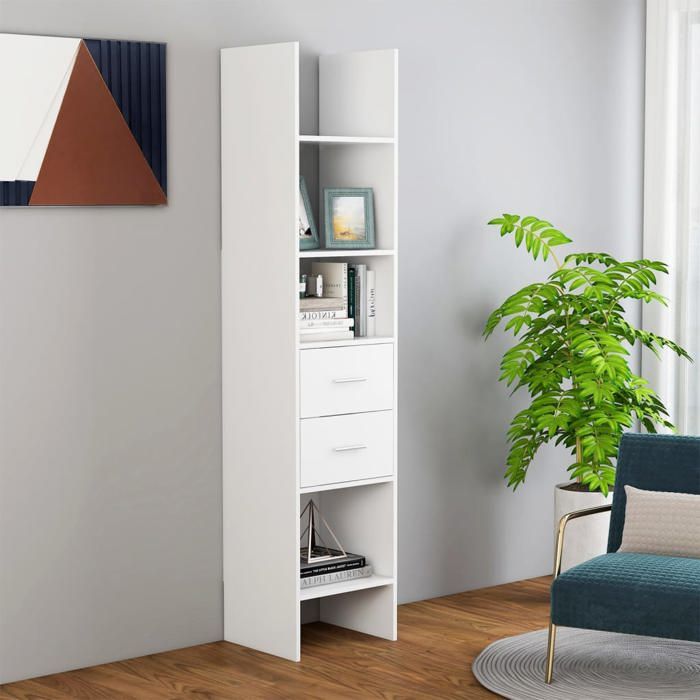 SALE 2025Bibliothèque Moderne - Colonne Étagère Blanc 40x35x180 cm - bois dingénierie 28 35 Kg 8514