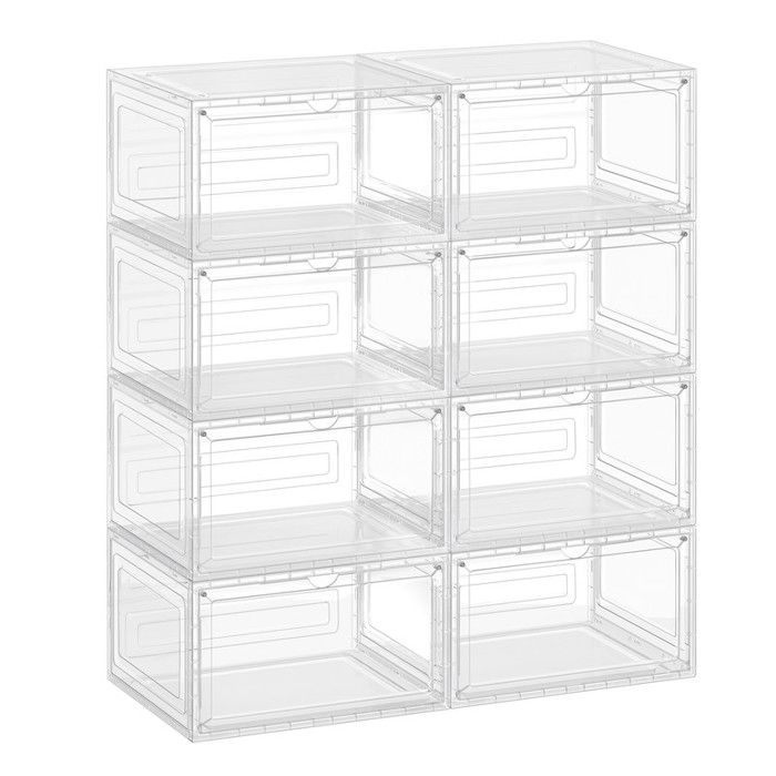 Boîtes à Chaussures - SONGMICS - Lot de 8 - Transparent - Empilable - Pointure 46