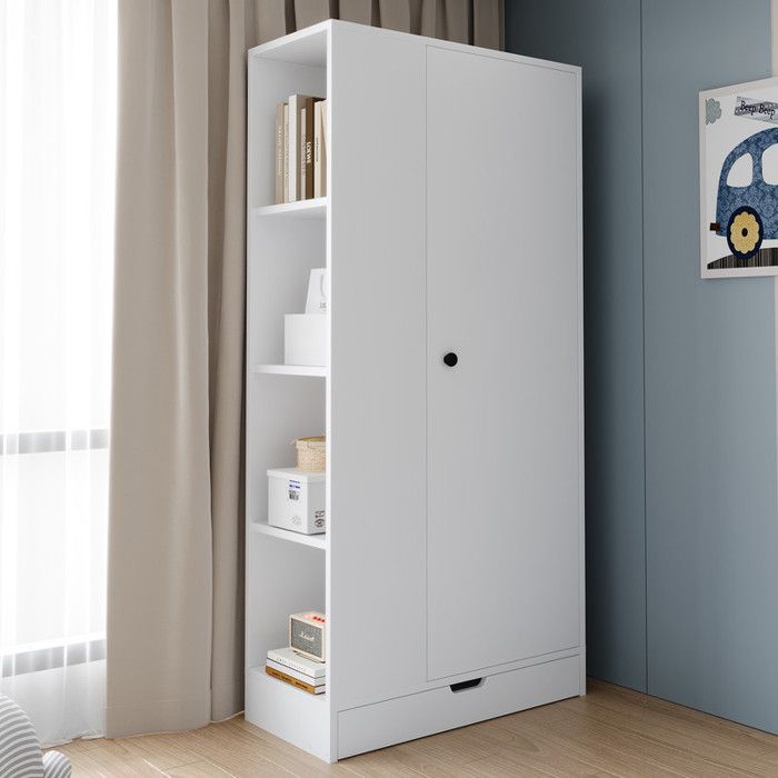 Armoire 70x40x170 cm - MODERNLUXE - 1 porte - Étagères ajustables - Blanc Armoire 70x40x170 cm - MODERNLUXE - 1 porte - Étagères ajustables - Blanc